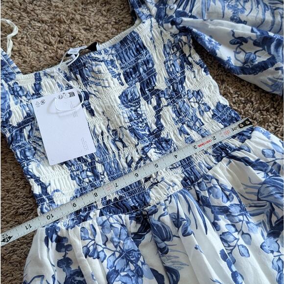 NWT & Other Stories Smocked Bodice Long Sleeve Cotton Mini Dress, size 0 - Picture 8 of 10